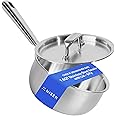 Misen 5-Ply Stainless Steel Saucier with Lid– Induction-Compatible Pan with Curved Sides for Smooth Stirring - Oven Safe to 800F – Even Heat Distribution & Ergonomic Handle - 1.5 QT
