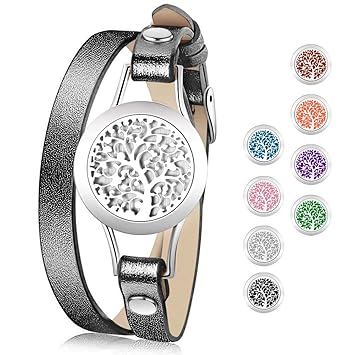 Duftarmband Aromatherapie Aroma Armband Duft Armband Aroma-öl diffusor Armreif Doppel-Lap Lederarmreif Leder Armband mit 8 Fi
