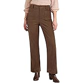 GRAPENT Corduroy Pants Women High Waisted Wide Leg Trendy Patch Pocket Fall Winter Dressy Casual Elastic Waist Trousers