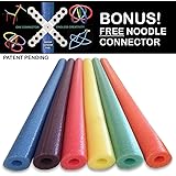 Oodles of Noodles Foam Pool Swim Noodles with Connector, 6-Pack, 52-Inch, Multicolored, Bulk Pack