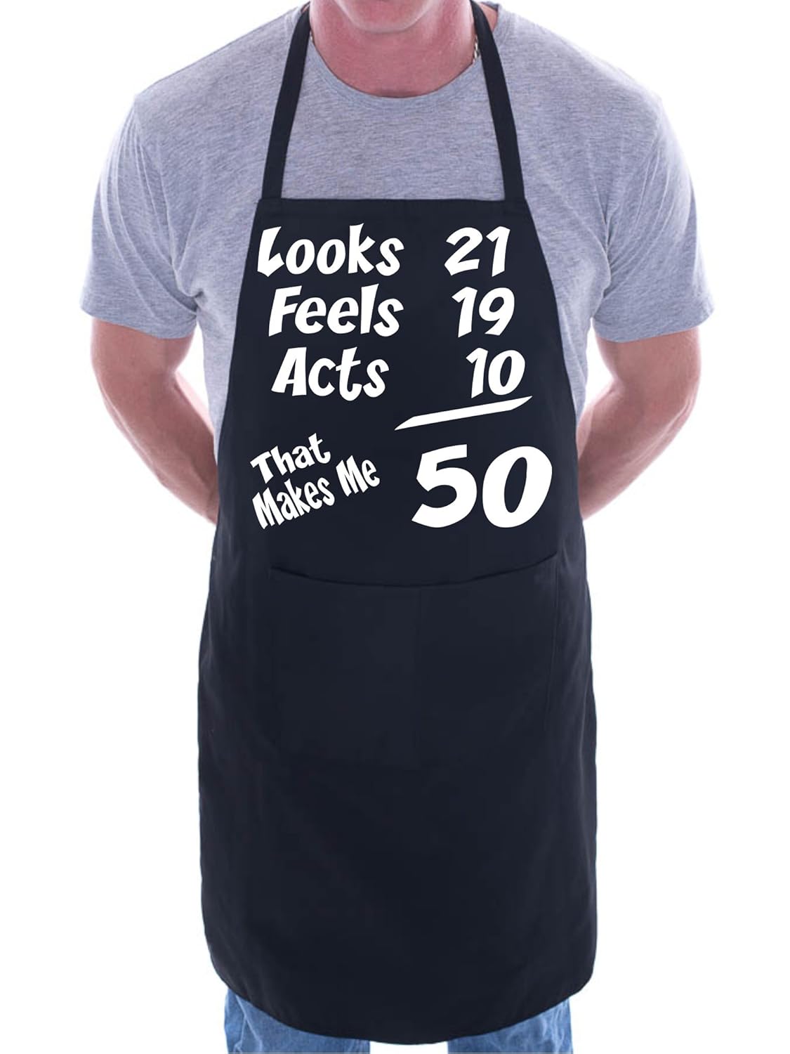 50th Birthday Looks Feels BBQ Cooking Funny Novelty Apron Black Amazon