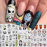 Halloween Nail Art Stickers 5D Embossed Scary Ghost Nightmare 3D Self-Adhesive Nail Decals Terror Scar Mask Designs Nail Supplies Halloween DIY Manicure Decorations for Women