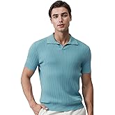 Hudson Wellesley Pure BCI Cotton Short Sleeve Polo Shirts for Men Johnny Collar Sweater High Twist Ribbed Knit Buttonless Top