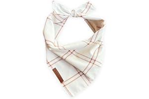 SAMMY'S SEW SHOP Sammy’s Sew Shop Vanilla Cream Check Dog Bandana - Cream Plaid, Tie Back, Premium Upholstery Grade Fabric, Unique Design, Handmade in The USA, Dogs Sizes Small to XLarge (Large)