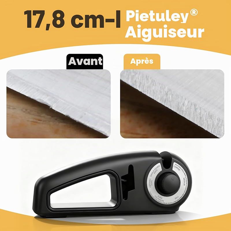 Aiguiseur Couteaux 7 en 1, Affuteur de Couteaux Professionnel Eguiseur de Couteau Knife Sharpener pour Couteaux à Découper,Couteaux Dentelés,Couteaux en Céramique et Ciseaux Cuisine (Noir)