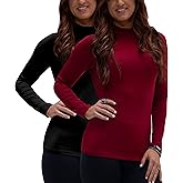DEVOPS Women's 2 Pack Thermal Turtle Long Sleeve Shirts Compression Baselayer Tops