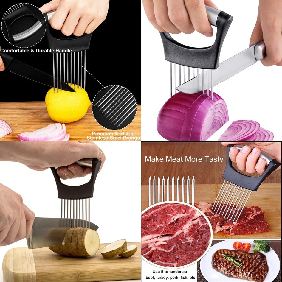 Stainless Steel Onion Holder for Slicing, Onion Cutter for Slicing and Storage of Avocados Lemon
