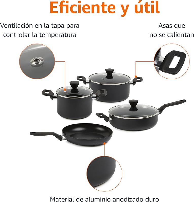 Juego de ollas y sartenes apilables de cerámica antiadherentes, 10 piezas, ahorro de espacio — foto 2 de 6