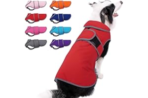 MIGOHI Reflective Waterproof Windproof Dog Coat - Warm Jacket Reversible Stormguard Winter Vest for Small to Large Dogs (Red, XL)