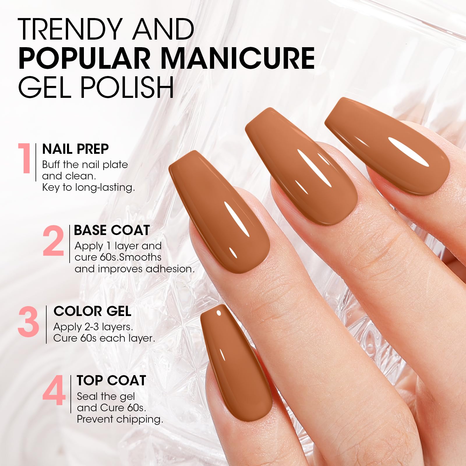 Gellen Gel Nail Polish Set, 0.33 Fl.Oz 6 Colors Fall Winter Red Brown Gel Polish Kit No Wipe Soak Off Glossy UV Gel for Nail Manicure DIY Art Salon Home - Image 4