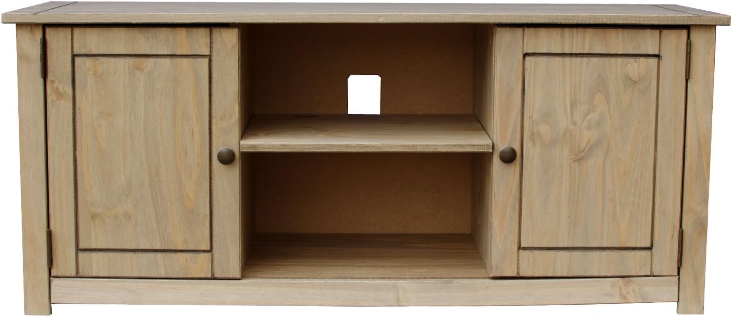 Vida Designs Panama 2 Door 1 Shelf Flat Screen TV Unit, Living Room Furniture, Solid Pine Wood, Wax Finish - Image 4