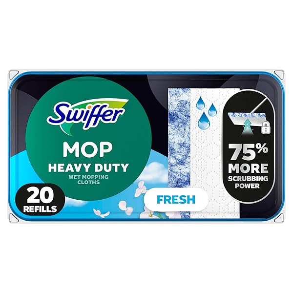 SWIFFER SWEEP + MOP, WET PADS REFILL, FLOOR CLEANER, CLEANING CLOTHS, HEAVY DUTY, FRESH, 20CT