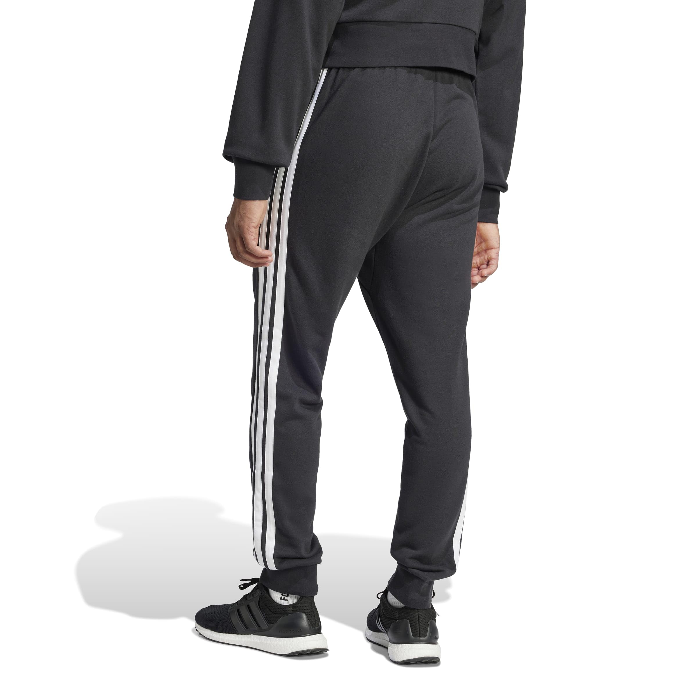adidas Herren Essential Three Stripes French Terry Pants, Black/White, L 2
