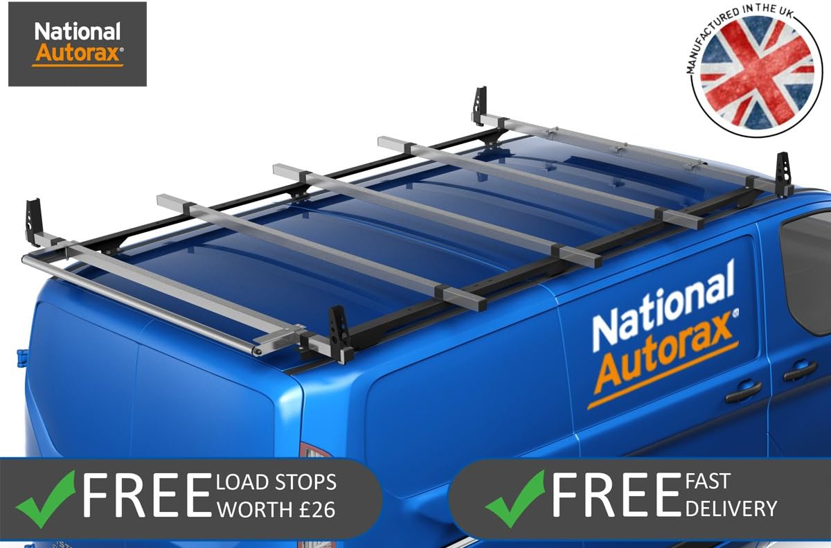 National Autorax Heavy Duty Stee-Linel Roof Bars & Rear Roller + Free Load Stops