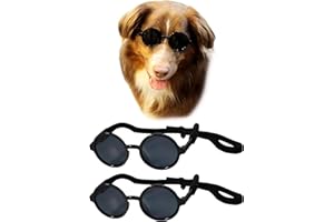 STYLE VAULT G001 Dog Cat Pet Costume Prop Round Sunglasses Medium Breeds 20-40 lbs (Black + Black)