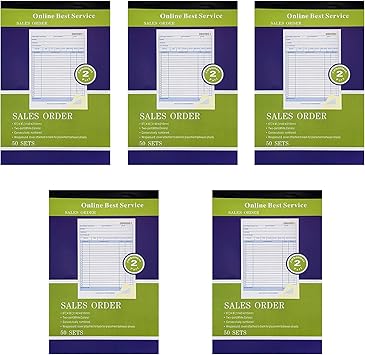 Amazon.com: Paquete de 5 libros grandes de pedidos de venta, factura de recibo, duplicado, sin carbono, 50 juegos de 5.5 x 8 pulgadas, 5 (grande 8.5 x 10 pulgadas): Office Products