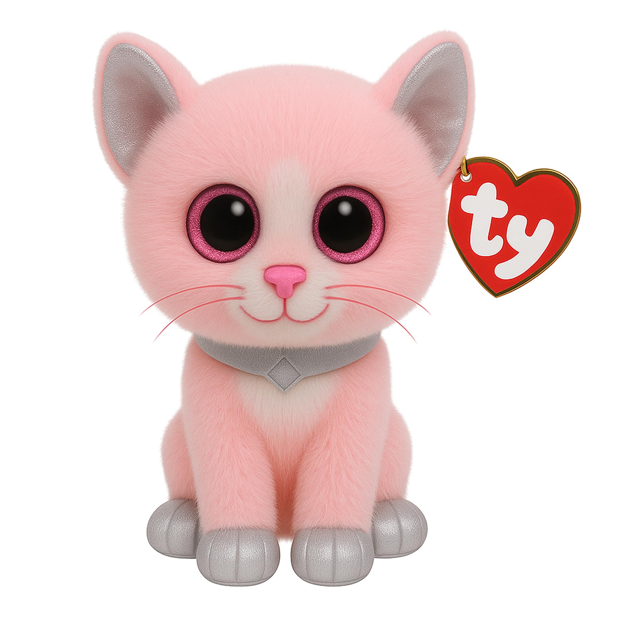 TY 2007516 Fiona Cat Beanie Boo Pink Stuffed Animal, Multicoloured