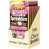 INABA Churu Sprinkles Cat Meal Topper, Tuna Salmon, 18ct | Immune support, Antioxidant support, 70% moisture, Meal topper, Dual texture, 18 x 0.35 oz tubes