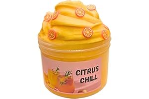 Citrus Chill 8oz. Premium Handmade ICEE Slime, Tangerine Scented, Soft Stretchy Texture with Orange Charms, Sensory Toy, Non-