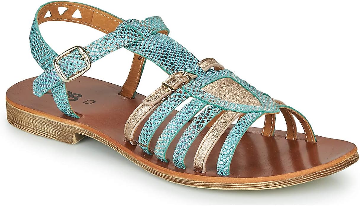 blue and gold sandals