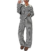 MakeMeChic Striped Lounge Set 2 Piece Sweater Sets for Women Going Out Travel Outfit