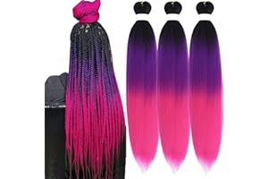LETICIA Ombre Purple Pink Braiding Hair Pre Stretched Braids Kanekalon Braiding Hair Extensions