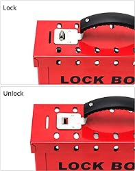 QWORK Lockout Tagout Group Lock Box - 4 Pack Steel