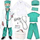 Toylink Kids Doctor Costume Pretend Play Kit with Lab Coat Carrying Bag Accessories Halloween Doctor Dress up for Boys Girls