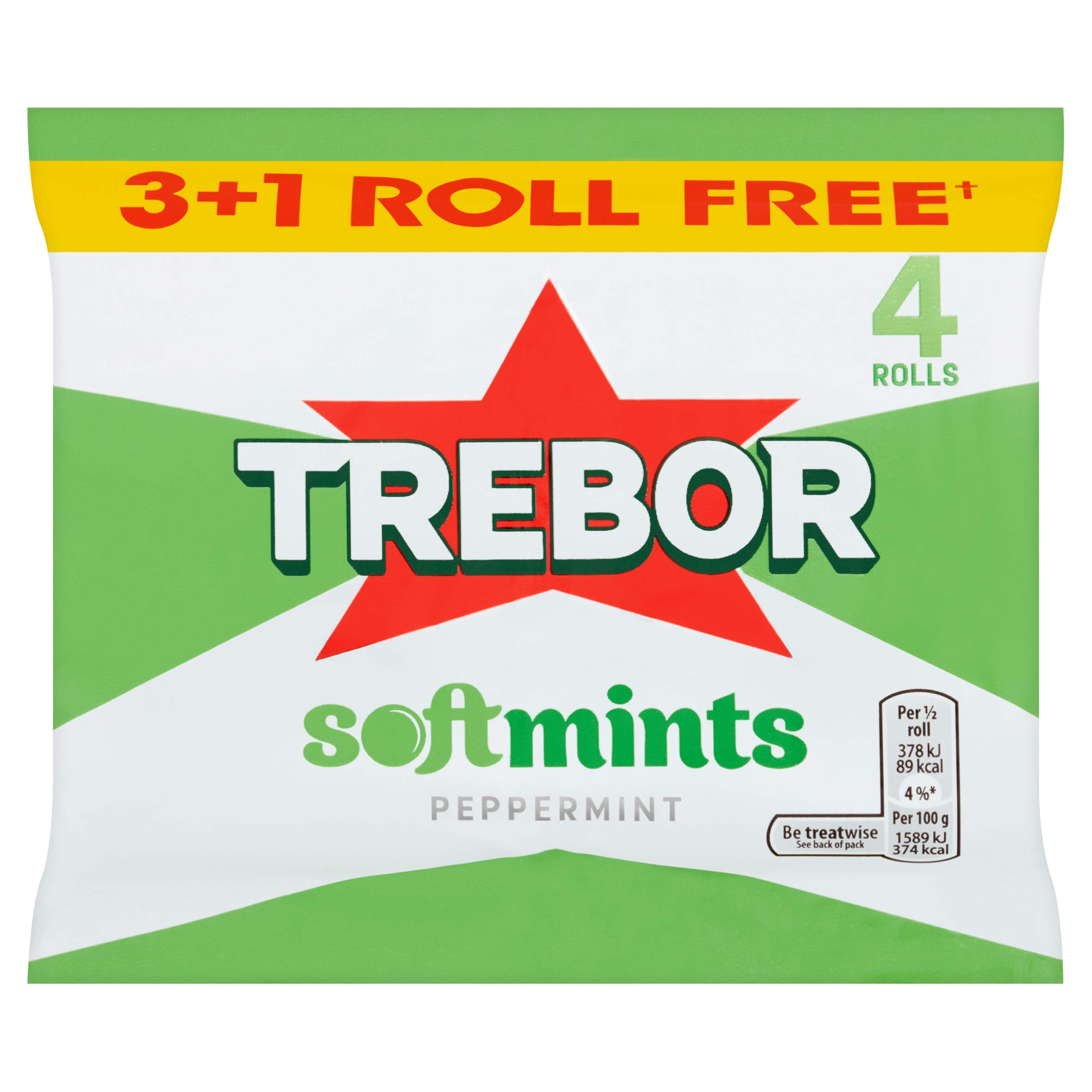 Trebor Softmint Pepermint 4 Roll Multipack, 179 g