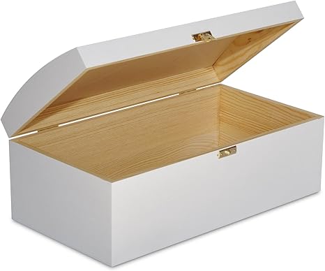 Creative Deco Weiss Holztruhe Holzkiste Mit Deckel 34 5 X 18 X 13 8 Cm Schatztruhe Mit Schloss Kiste Spielzeugkiste Holzbox Unlackiert Kasten Ideal Fur Wertsachen Spielzeuge Und Werkzeuge Amazon De Kuche Haushalt