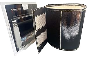 XINHAN AUTO PARTS Xinhan (Silver,Black) Aluminum and Fiberglasss Heat Shielding Universal Starter Heat Shield 7 X 24in and 5.5 x 17in Wrap Self Attaching (Black, 7IN x 24IN)