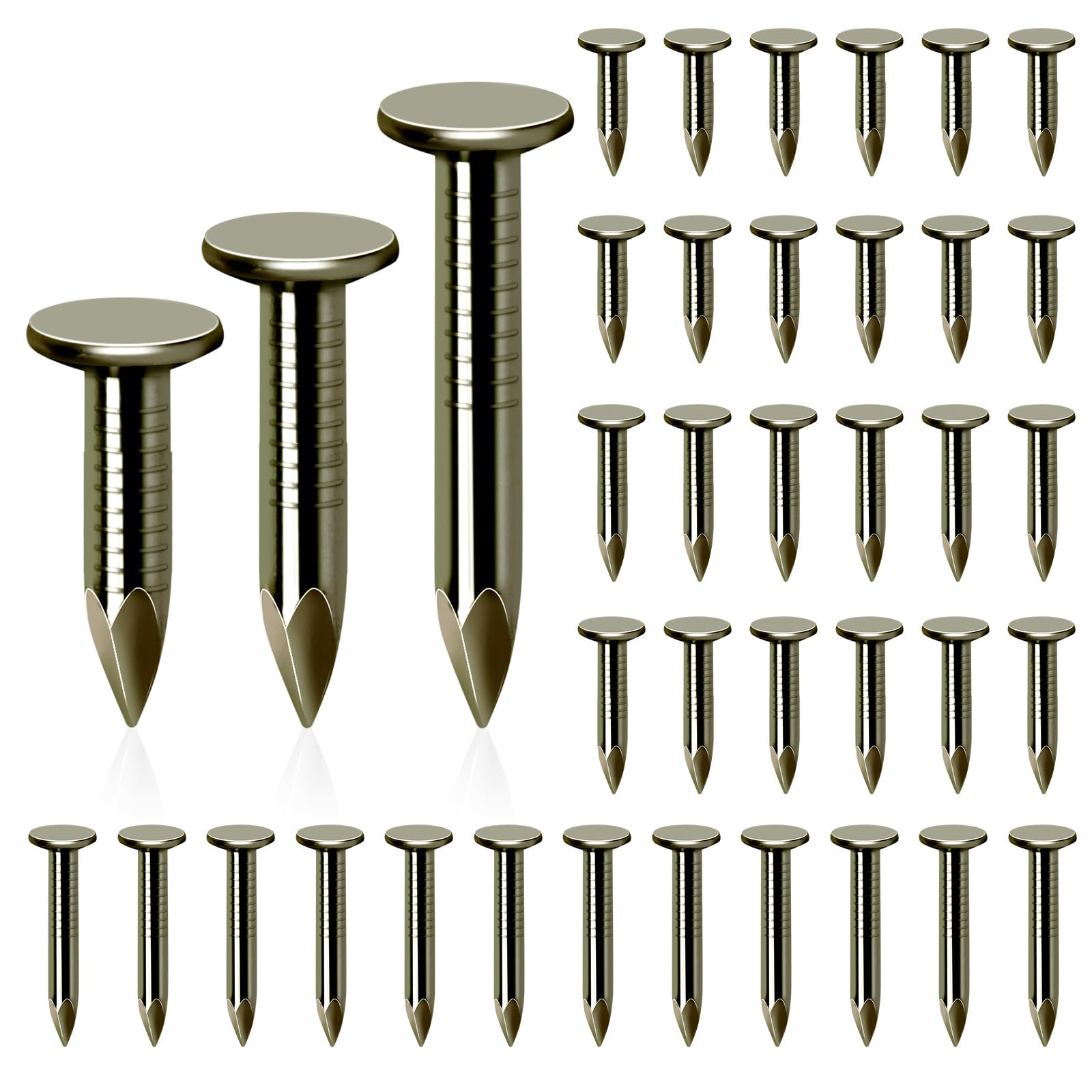 Glarks 400Pcs 3/4inch, 1inch, 1-1/4inch Steel Roofing Felt Nails Roofing Felt Pins Clout Nails Countersunk Head Felt Nails, for Securing Shed Roofs, Roofing Felt Slate Boards, Wood Shed Tiles
