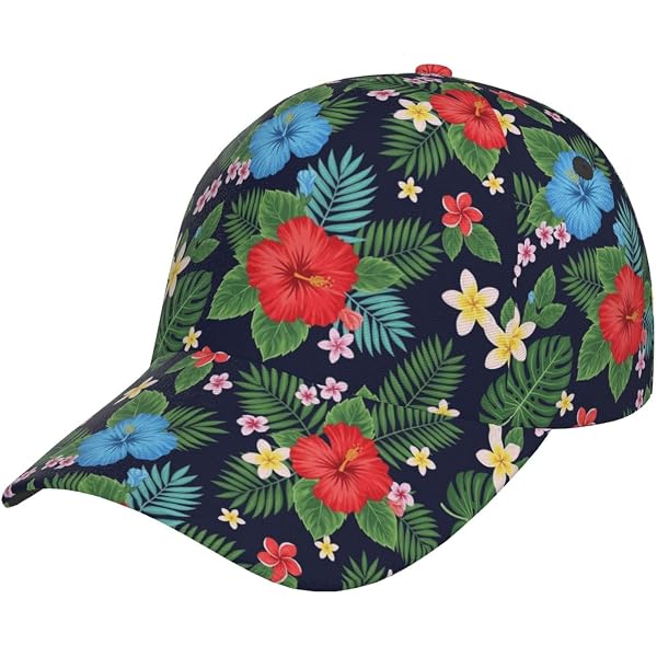 Hawaii Flower Palm Tree Baseball Cap - Adjustable Dad Hat For Women & Men (One Size)