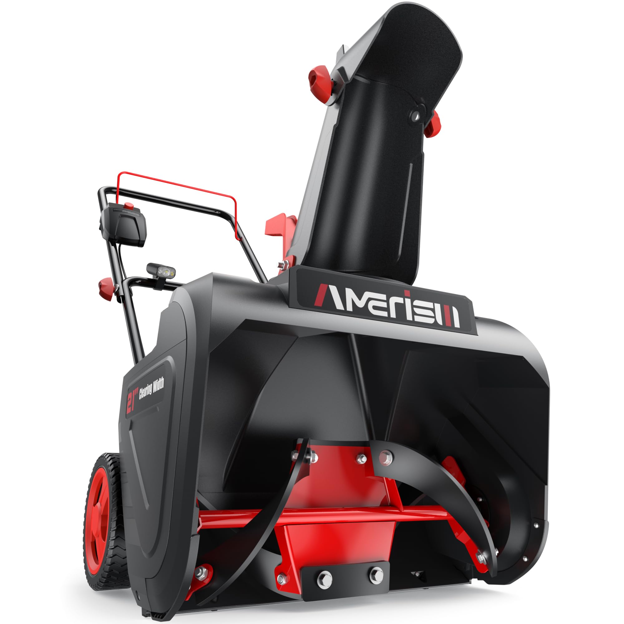Photo 1 of ***Missing parts, damaged***AMERISUN 21-Inch Electric Snow Blower, 15 Amp Corded Snow Thrower with LED Headlight, 180° Adjustable Chute, Rubber Auger, 30-Foot Snow Throw Distance for Driveways, Sidewalks, Walkways & Patios***Missing parts, damaged***