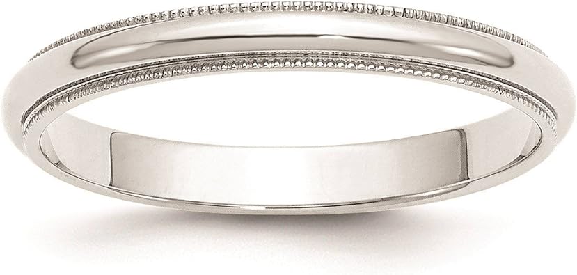Full /& Half Sizes 14k White Gold 3mm Half Round Wedding Ring Band Size 4-14