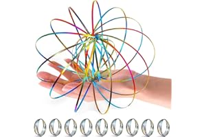 YOFOBU 9 Pack Flow Spinner Ring Arm Magic Spring Arm Flow Sculpture Ring Colored Magic Kinetic Spring Interactive Stress Relief Rings Festival Accessories (Colorful)