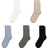 SERISIMPLE Viscose Bamboo Kids Crew Socks School Anti Odor Socks for Boys Girls Uniform Light Weight Flat Seam Socks 5 Pairs