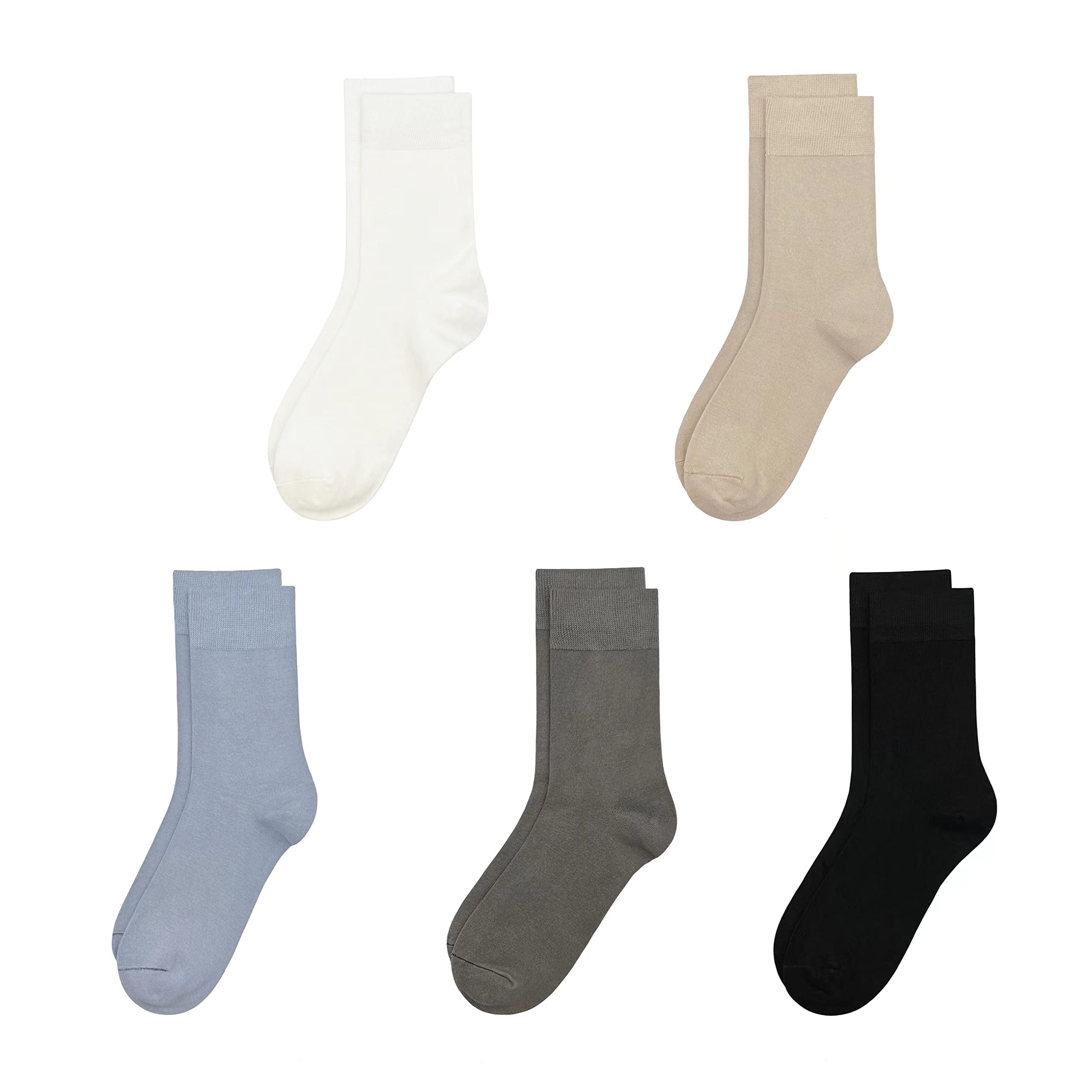 Photo 1 of SERISIMPLE Viscose Bamboo Kids Crew Socks School Anti Odor Socks for Boys Girls Uniform Light Weight Flat Seam Socks 5 Pairs (Assorted2, Large)