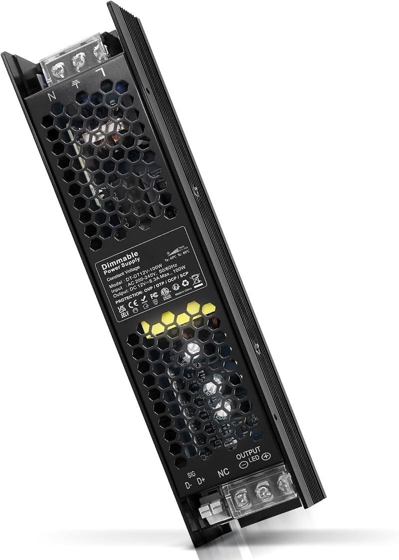REYLAX LED Driver 12V 100W Dimmable 0/1-10V TRIAC 240V AC to 12V DC