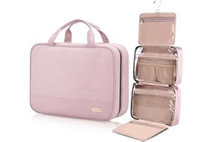 BALULHG Travel Toiletry Bag for Women with Hanging Hook Traveling Essentials Organizer Water-Resistant Hanging Makeup and Toiletry Bag for Cosmetic Toiletries Make-Up,039-Small-Pink