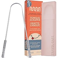 MasterMedi Tongue Scraper with Case Easy to Use Tongue Scraper for Adults, Tongue Cleaner for Oral Care & Hygiene (Single Pac