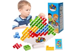 Kiapeak 16 Pcs Tetra Tower Stacking Blocks Balance Game, Family Board Games for Kids & Adults, Balancing Stacking Toys Building Blocks for Parties, Travel