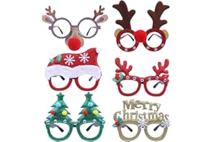CCINEE 6pcs Merry Christmas Glasses Frames, Xmas Costume Eyeglasses without Lenses for Kids Christmas Party Favor Supplies