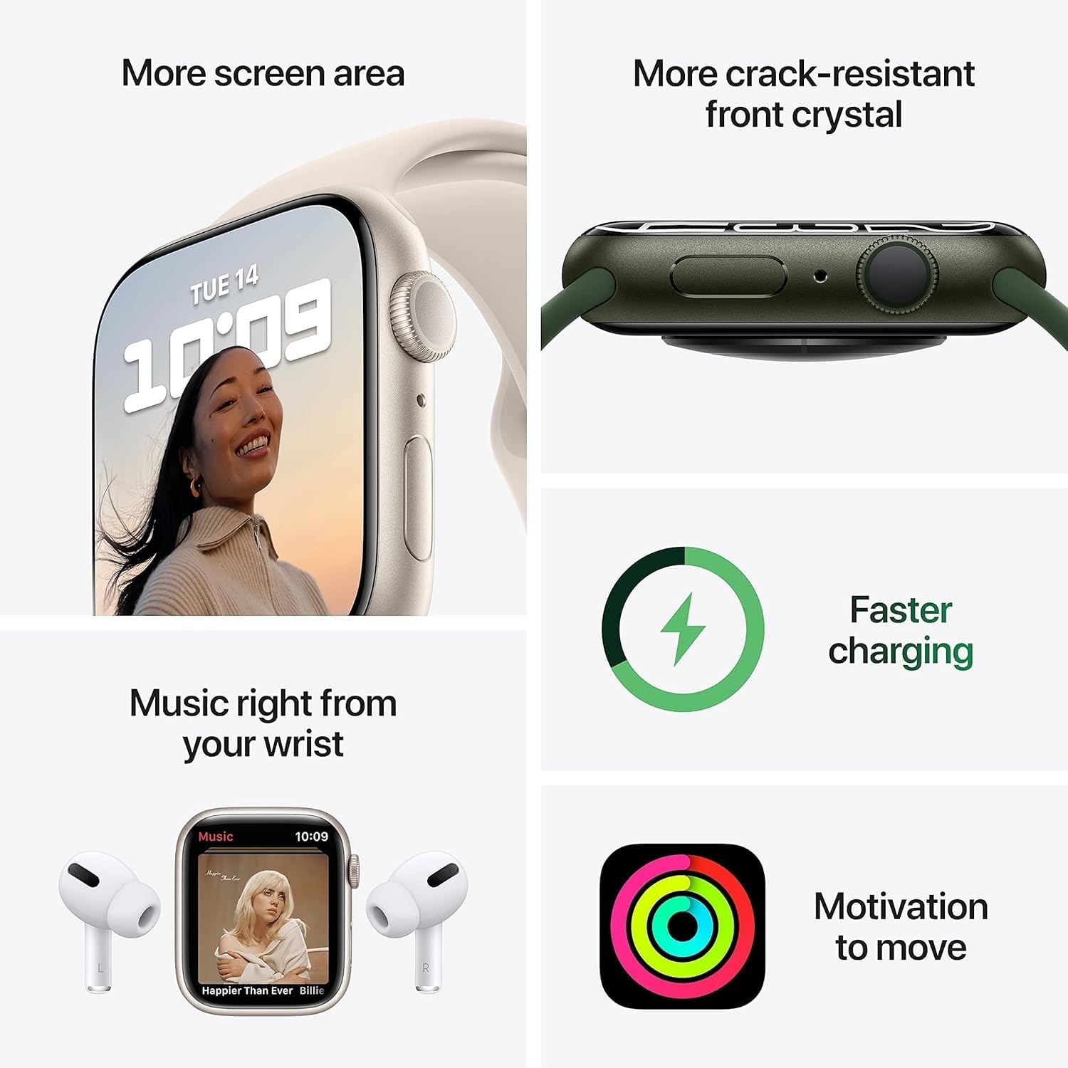 Amazon Renewed Apple Watch Series 7 (GPS, 41mm) Starlight Aluminum Case with Starlight Sport Band, Regular (Renewed)