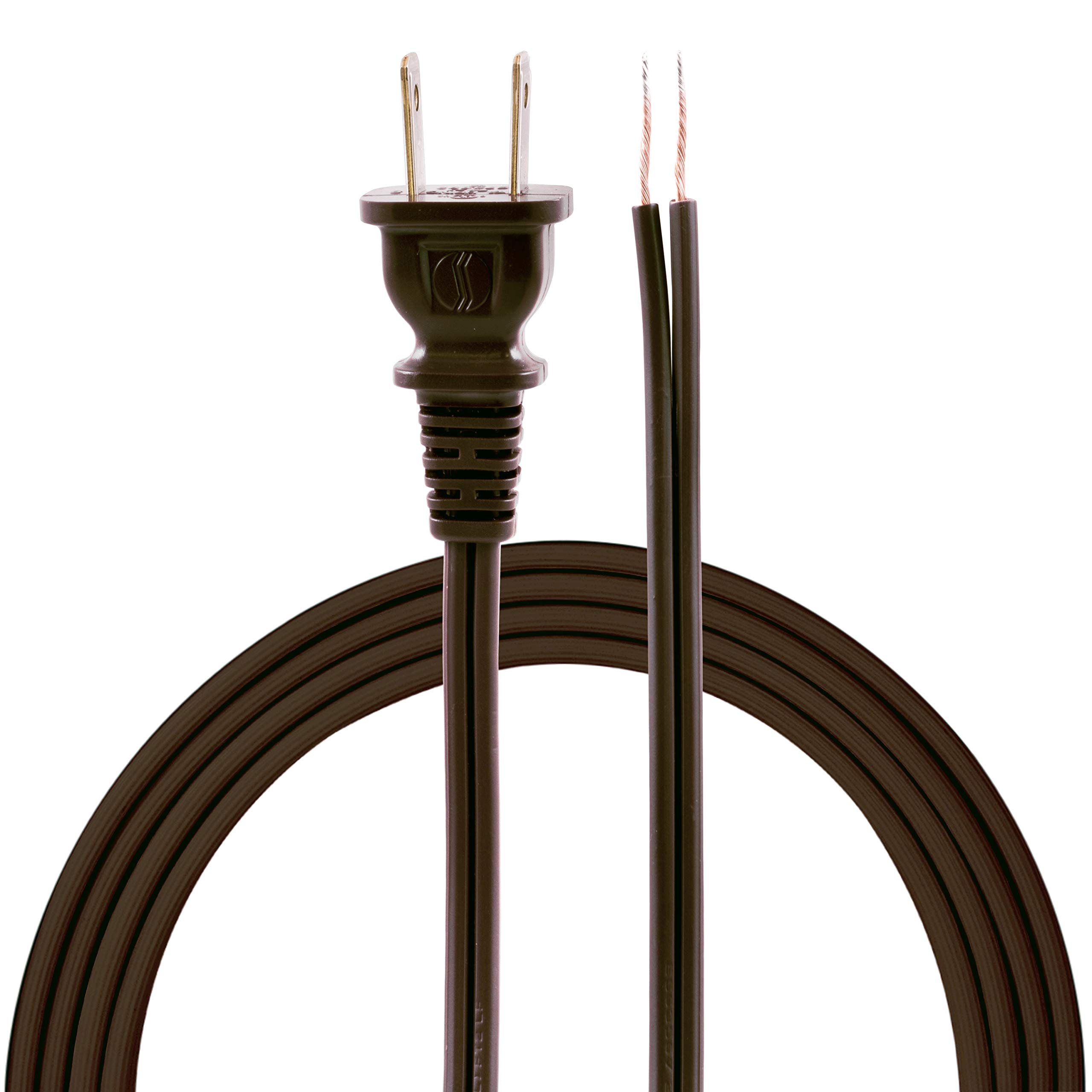 Photo 1 of GE Power Gear 8 Ft Lamp Cord, Polarized Molded Plug, 2-Prong, DIY Repair/Replacement, UL Listed, Brown, 54616