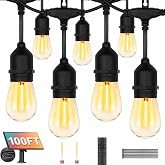 ZJOJO Solar String Lights Outdoor Waterproof 100FT Edison String Lights | Commercial Grade S14 Shatterproof Bulbs Patio Lights Solar Powered Outdoor,Hanging Lights for Cafe Patio Backyard Bistro Farm