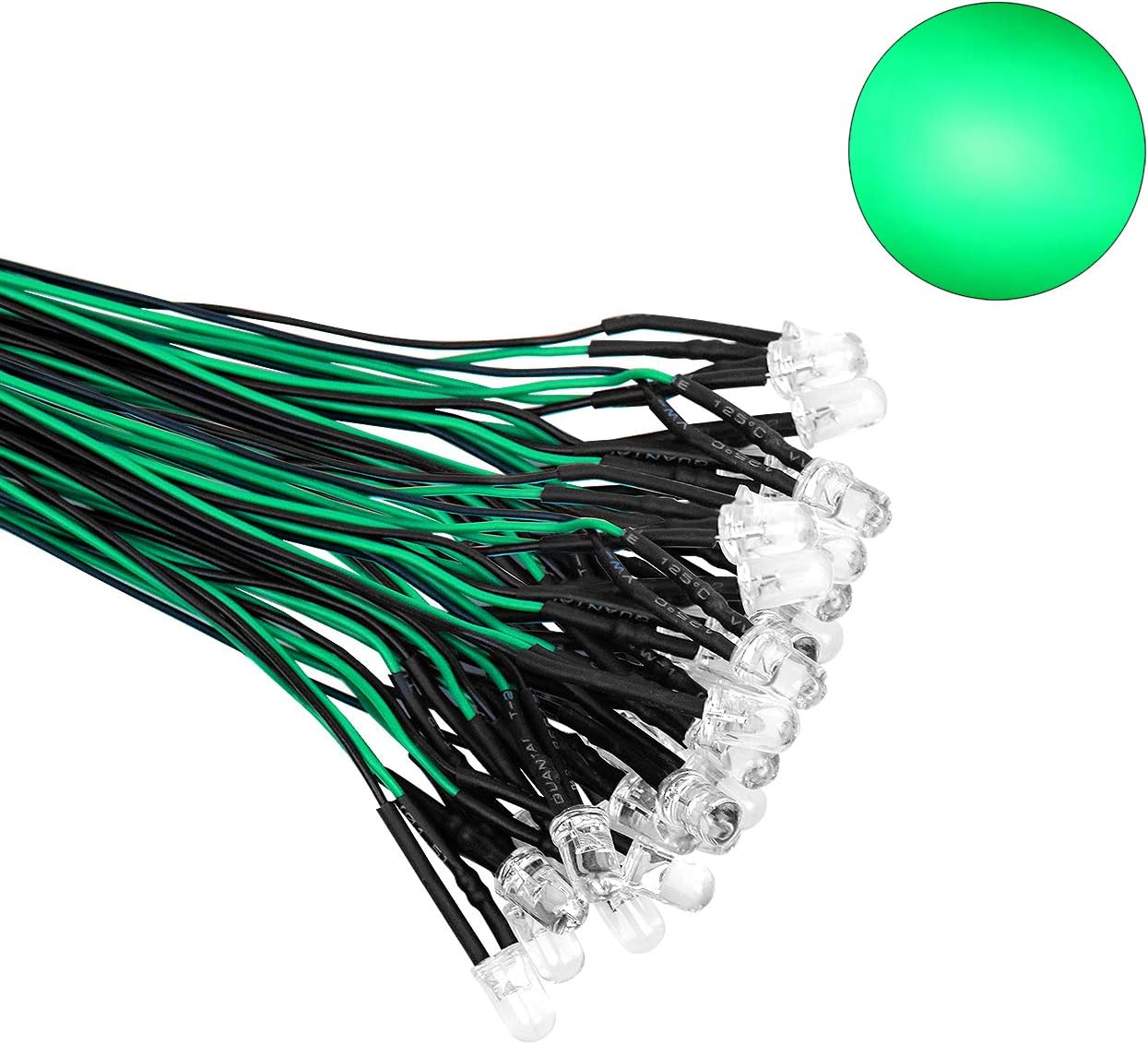 DEDC 50Pcs Ultra Bright 12v Pre Wired LED Diodes Light, Easy Color-Coded Pre-Wired LED Lights - (Green): Home Improvement