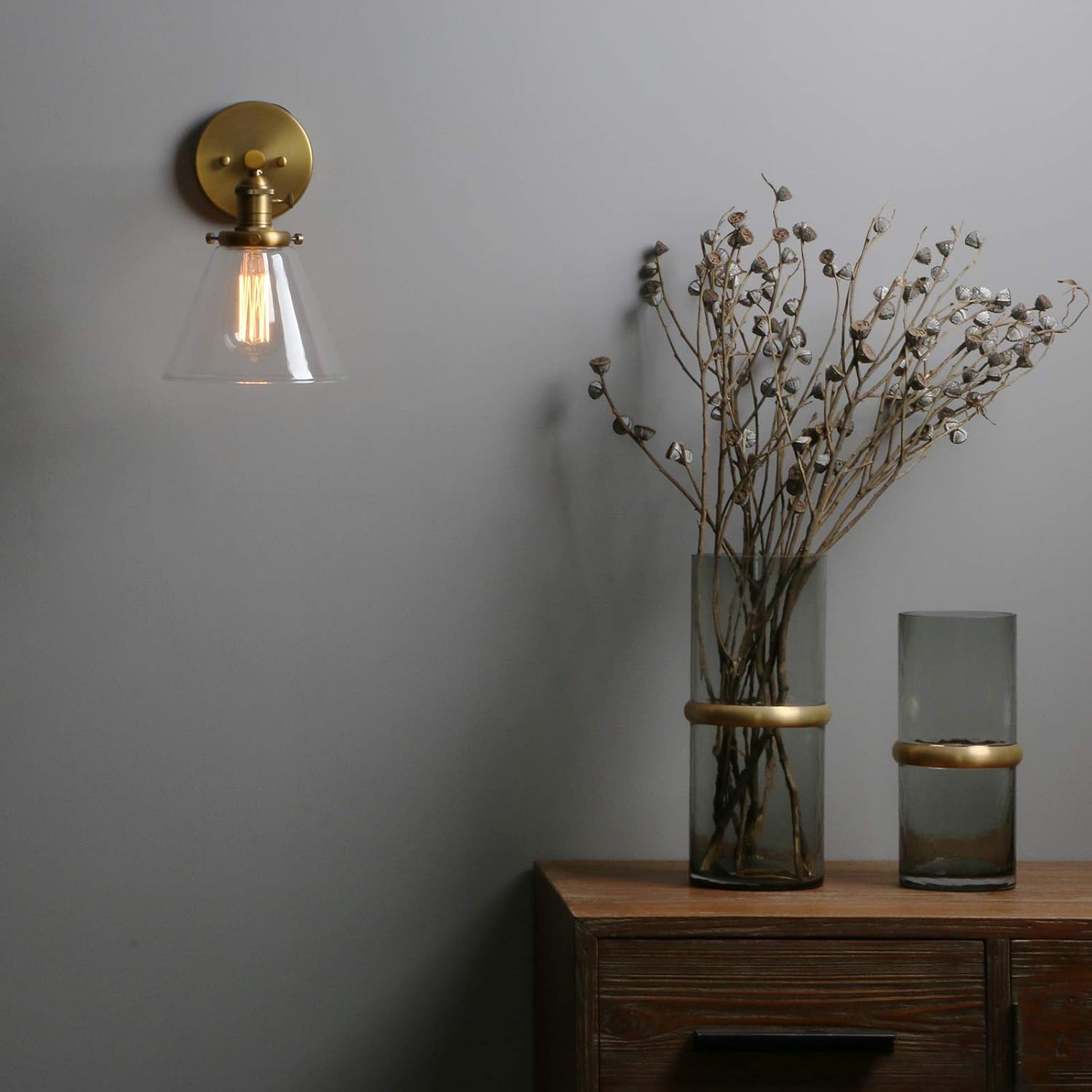 Phansthy Edison Industrial Wall Light, E27 Vintage Glass Wall Lamp with Switch - Image 4