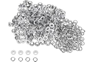 HARFINGTON 300set Grommets Kit Metal Eyelets 5mm 1/5" Hole Tiny Grommet with Washers for Shoes Clothes Belt Tag Bag Fabric Leather DIY Project, White