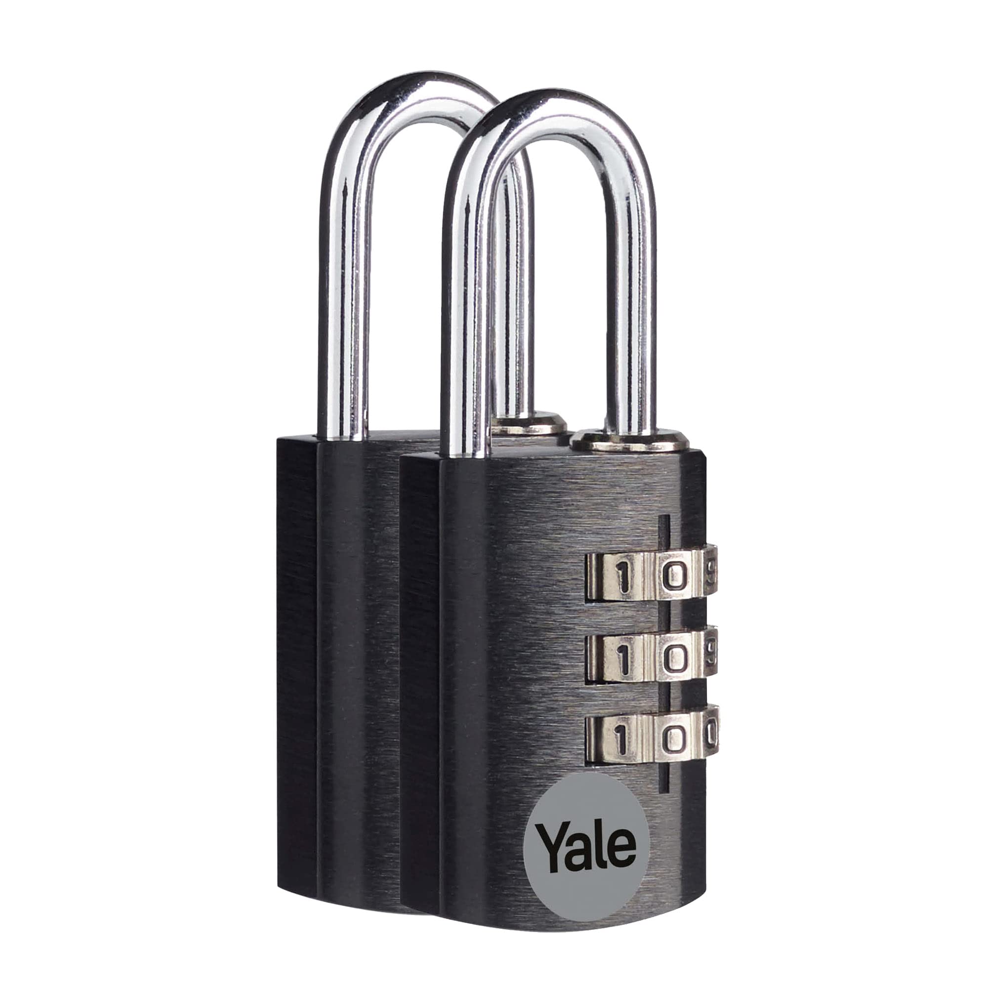 Yale YE3CB/20/121/2/BK - Standard Protection - Aluminium Combination Padlock Black 20 mm - Steel Shackle - 3 Combination Lock - Set of 2 โ image 1